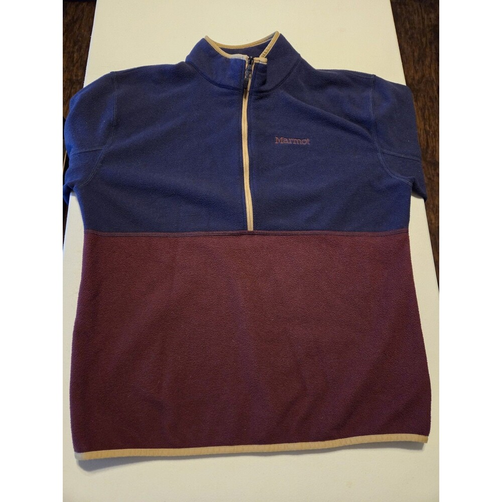 Marmot Rocklin Mens L Fleece Half Zip Pullover Sweater Navy Blue Maroon M12650